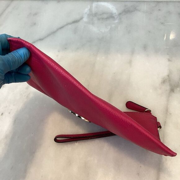 Michael Kors Pebbled Leather Clutch with Metallic Logo Wristlet - Picture 8 of 14